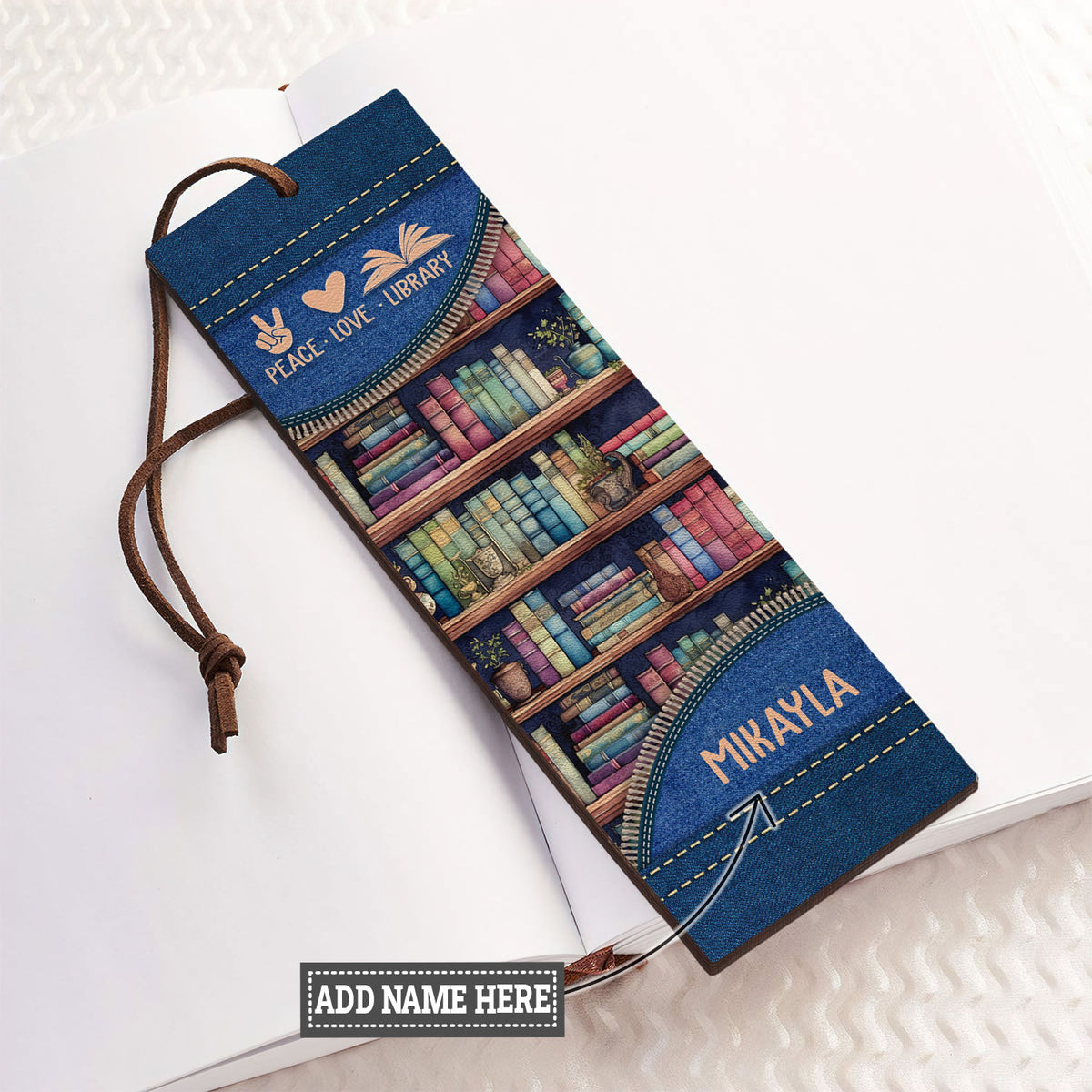 Peace Love Library HHRZ17012736QY Leather Bookmark