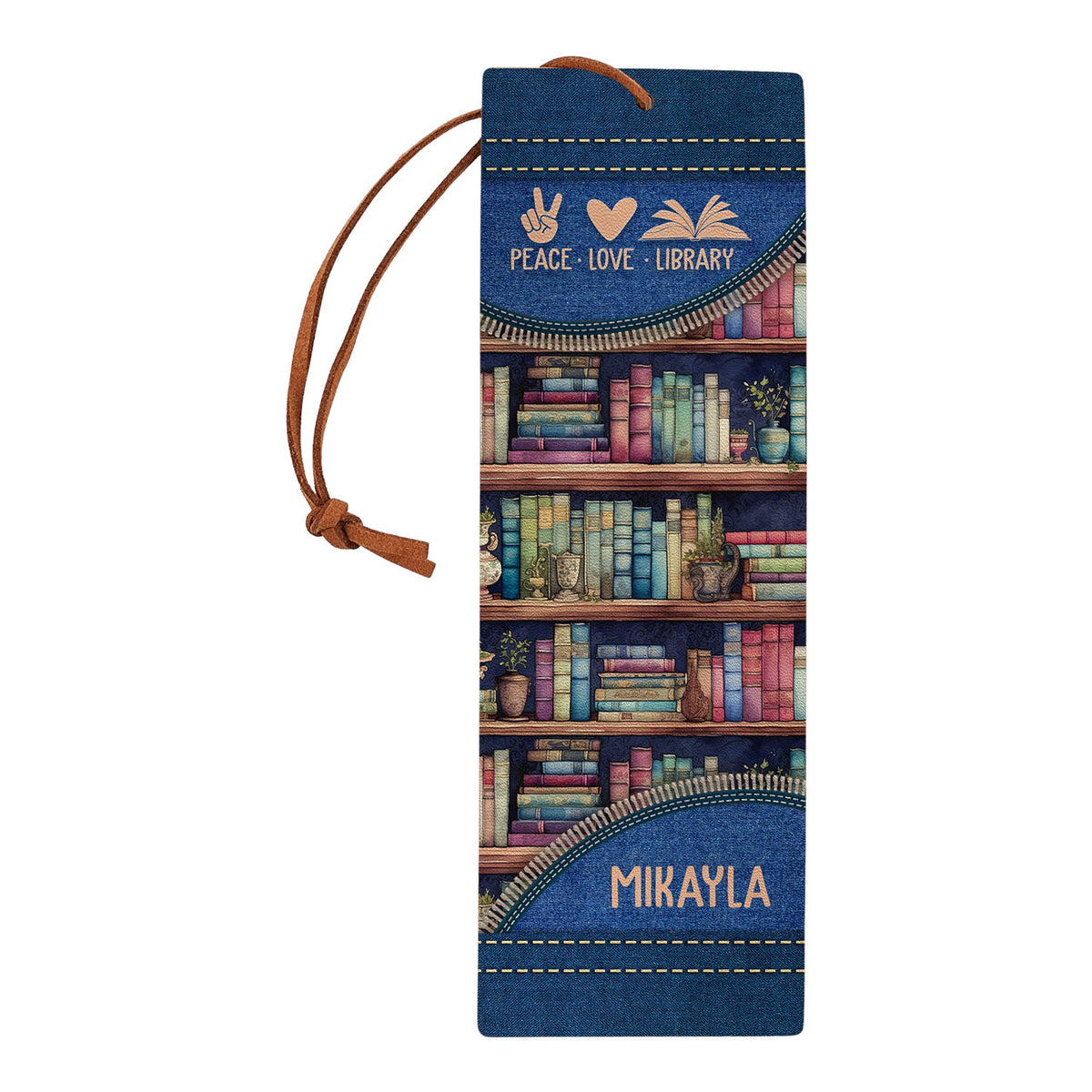 Peace Love Library HHRZ17012736QY Leather Bookmark