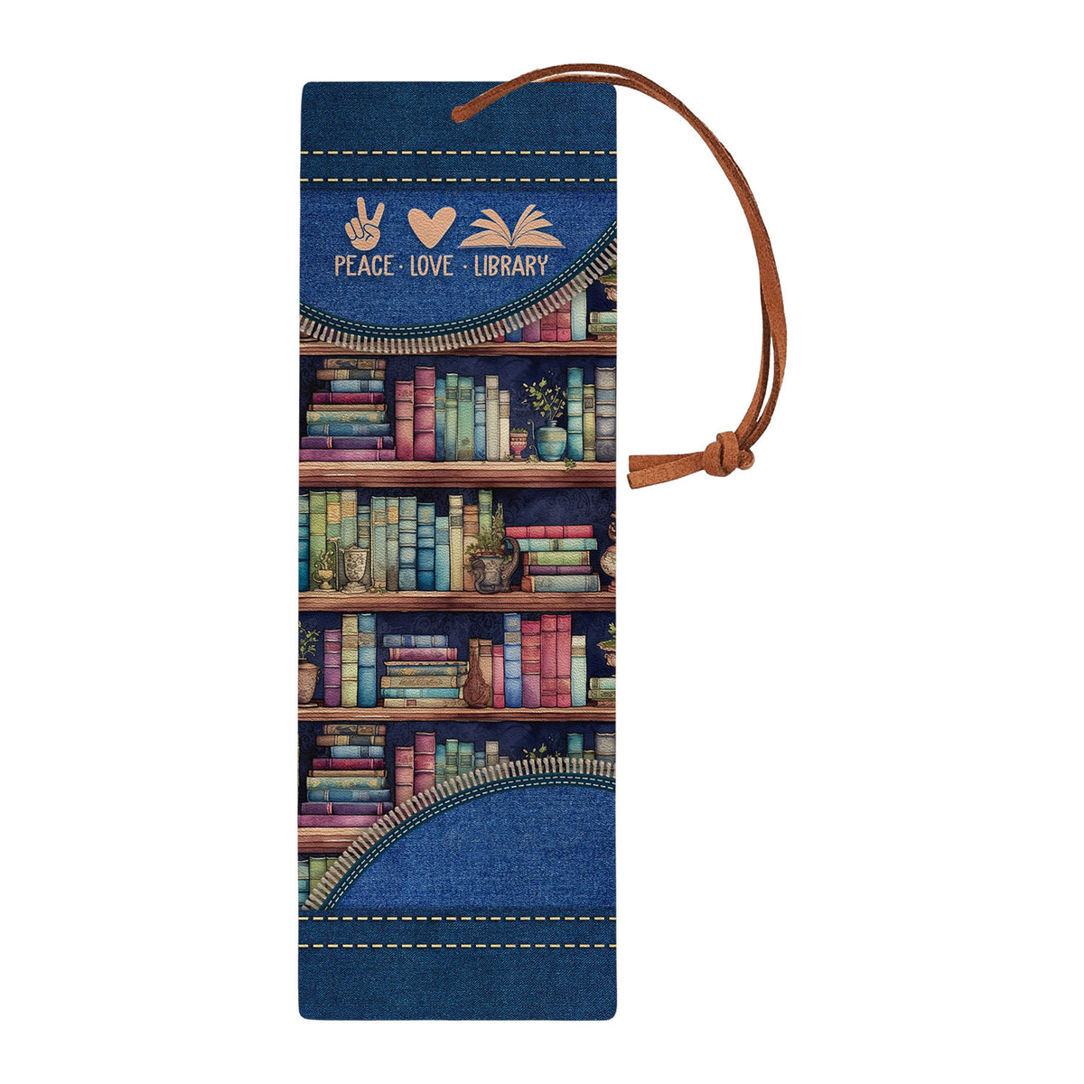 Peace Love Library HHRZ17012736QY Leather Bookmark