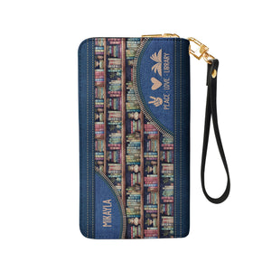 Peace Love Library HHRZ18090811NG Zip Around Leather Wallet
