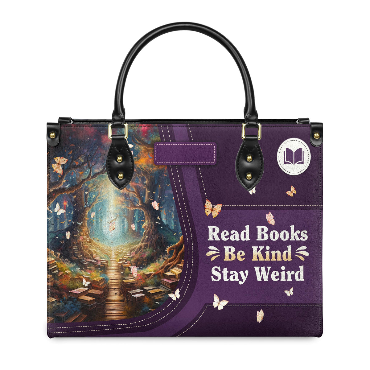 Rie 週末価格　Leathers and Treasures Read Books Be Kind Stay Weird HTRZ20118592CZ Leather Bag
