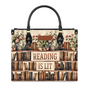 Reading Is Lit Bookshelf Flower HHRZ17012979OH Leather Bag