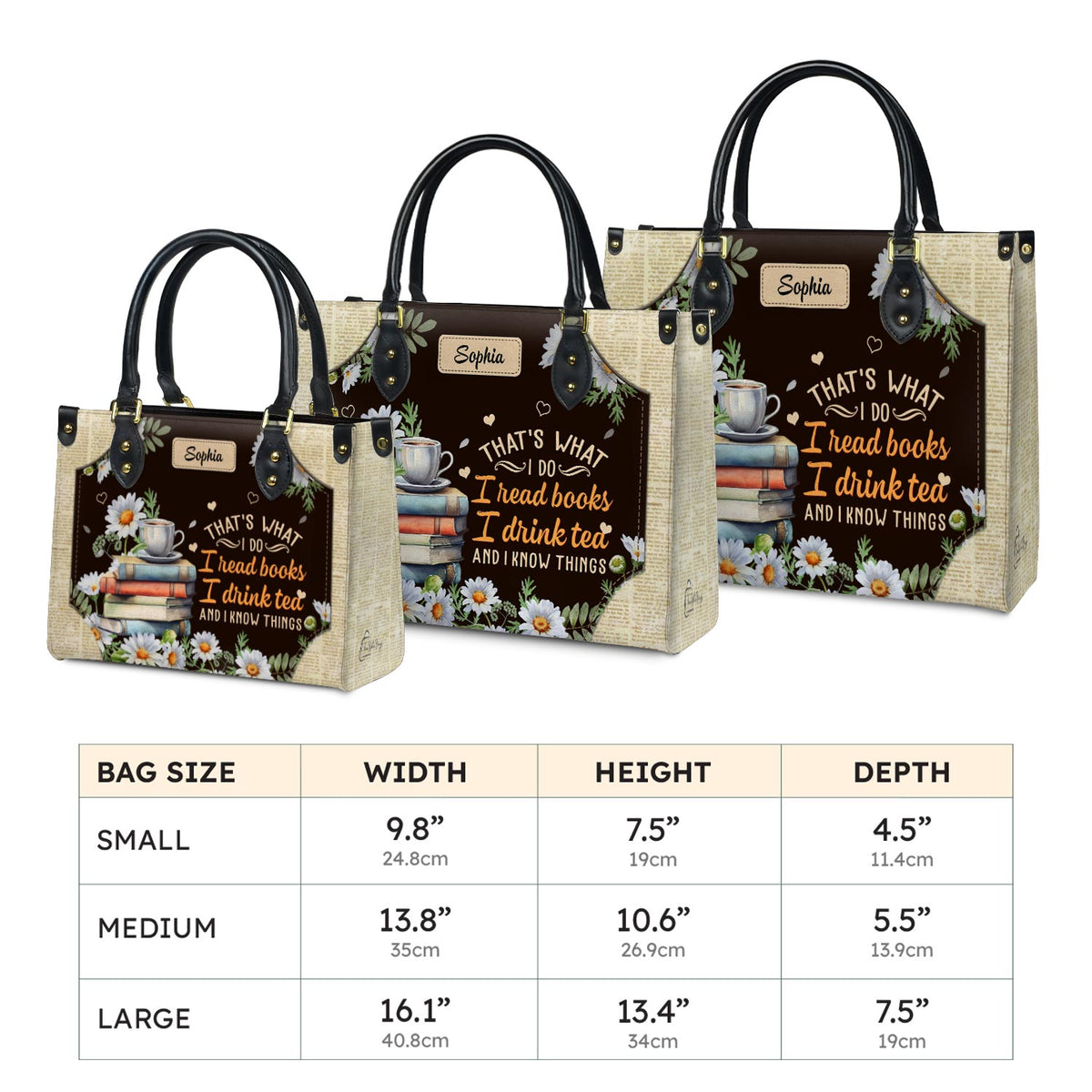 Thats What I Do I Read Books I Drink Tea And I Know Things HTRZ20116242WK Leather Bag